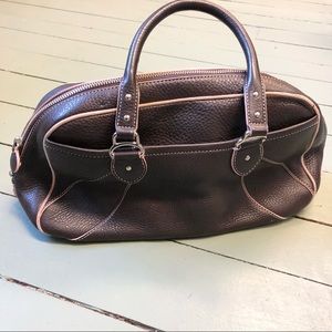 Cole Haan Vintage Pebble Brown Leather /Pink Lining Shoulder Bag